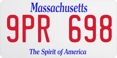 MA license plate 9PR698