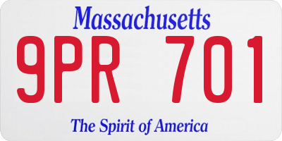 MA license plate 9PR701