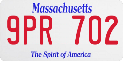 MA license plate 9PR702