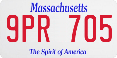 MA license plate 9PR705