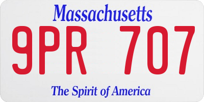 MA license plate 9PR707