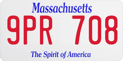 MA license plate 9PR708