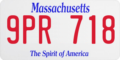 MA license plate 9PR718