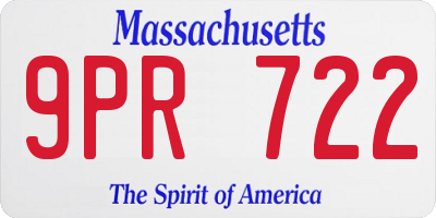 MA license plate 9PR722