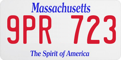 MA license plate 9PR723