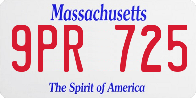 MA license plate 9PR725