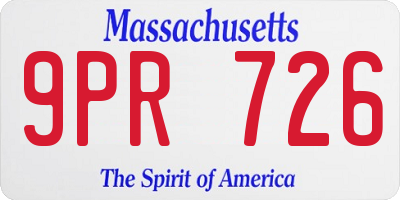 MA license plate 9PR726