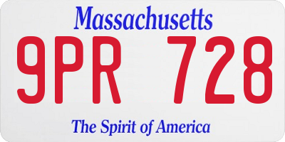 MA license plate 9PR728