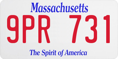 MA license plate 9PR731