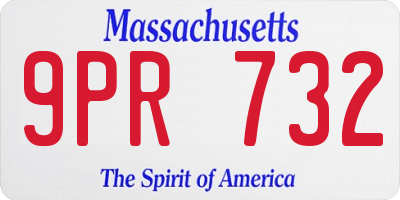 MA license plate 9PR732