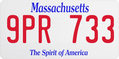 MA license plate 9PR733