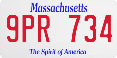 MA license plate 9PR734
