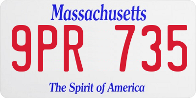 MA license plate 9PR735