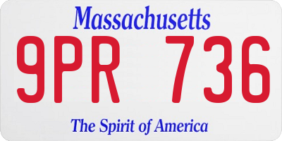 MA license plate 9PR736