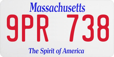 MA license plate 9PR738