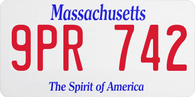 MA license plate 9PR742