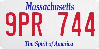 MA license plate 9PR744