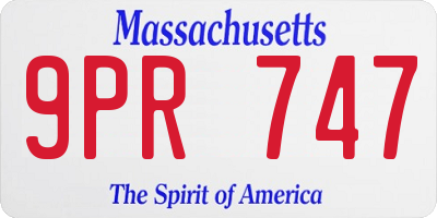 MA license plate 9PR747