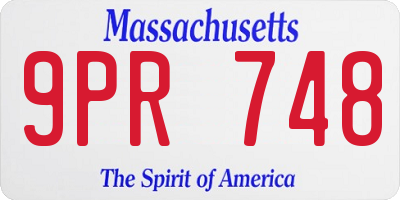 MA license plate 9PR748
