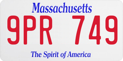 MA license plate 9PR749
