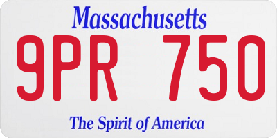 MA license plate 9PR750