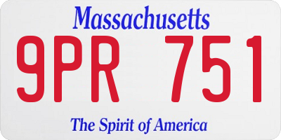 MA license plate 9PR751