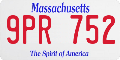 MA license plate 9PR752
