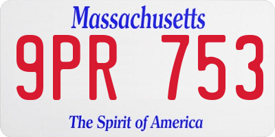 MA license plate 9PR753