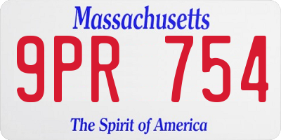 MA license plate 9PR754