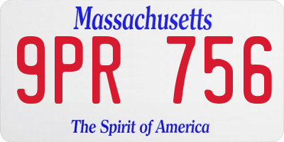 MA license plate 9PR756