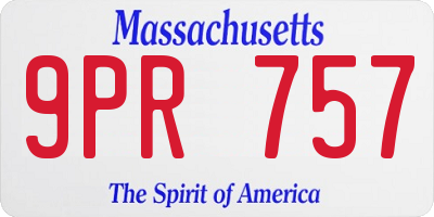 MA license plate 9PR757