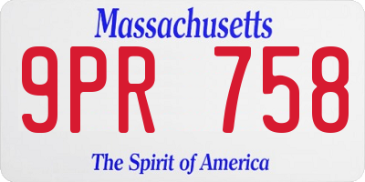 MA license plate 9PR758