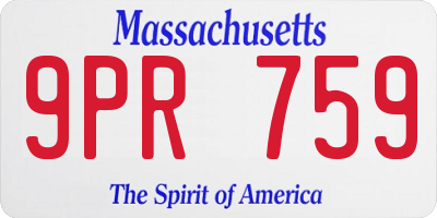 MA license plate 9PR759