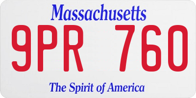 MA license plate 9PR760