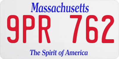 MA license plate 9PR762