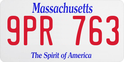 MA license plate 9PR763