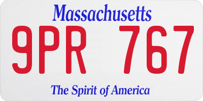 MA license plate 9PR767