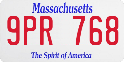 MA license plate 9PR768