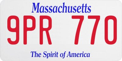 MA license plate 9PR770