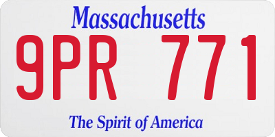 MA license plate 9PR771