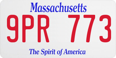 MA license plate 9PR773