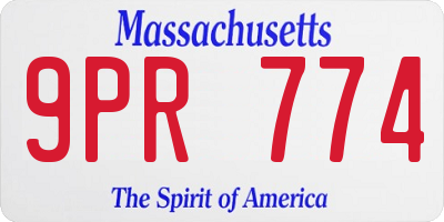 MA license plate 9PR774
