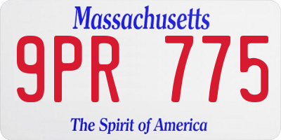 MA license plate 9PR775