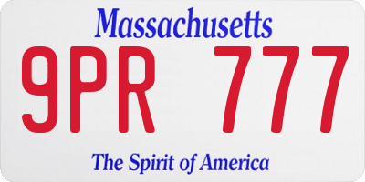 MA license plate 9PR777