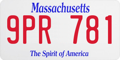 MA license plate 9PR781
