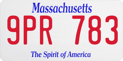 MA license plate 9PR783