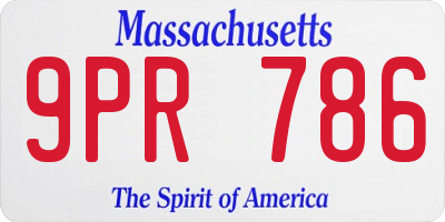 MA license plate 9PR786