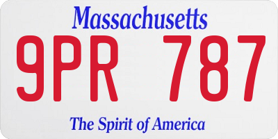 MA license plate 9PR787
