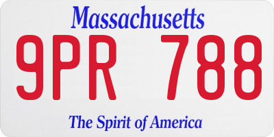 MA license plate 9PR788