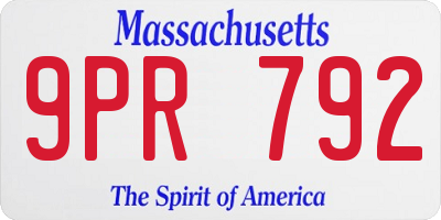 MA license plate 9PR792